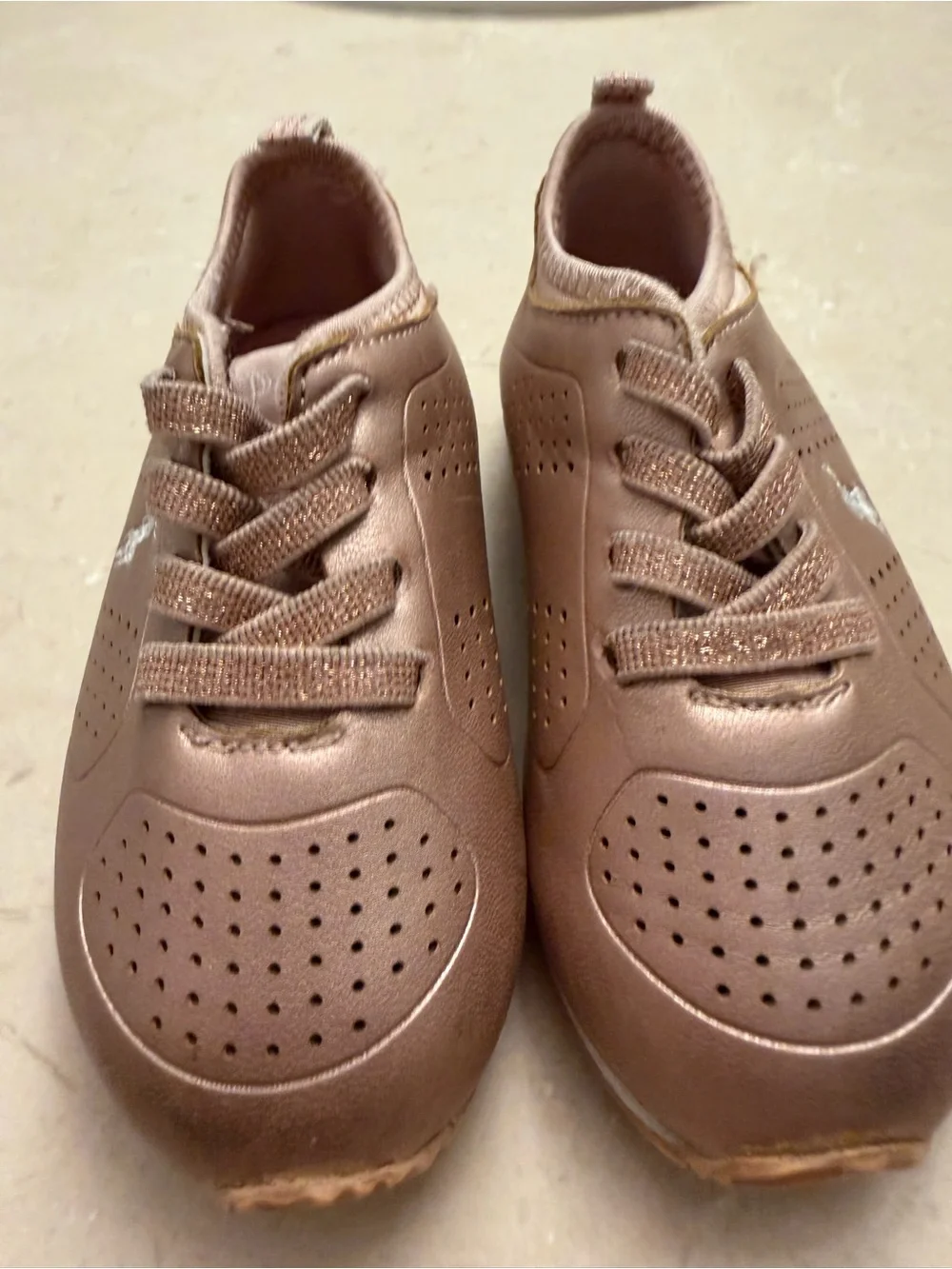 Ralph Lauren Rose-Tone Leather Lace-Up Sneakers
